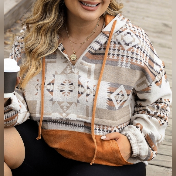 Tribal Print Hoodie Pullover Jacket Size XL - Picture 6 of 11